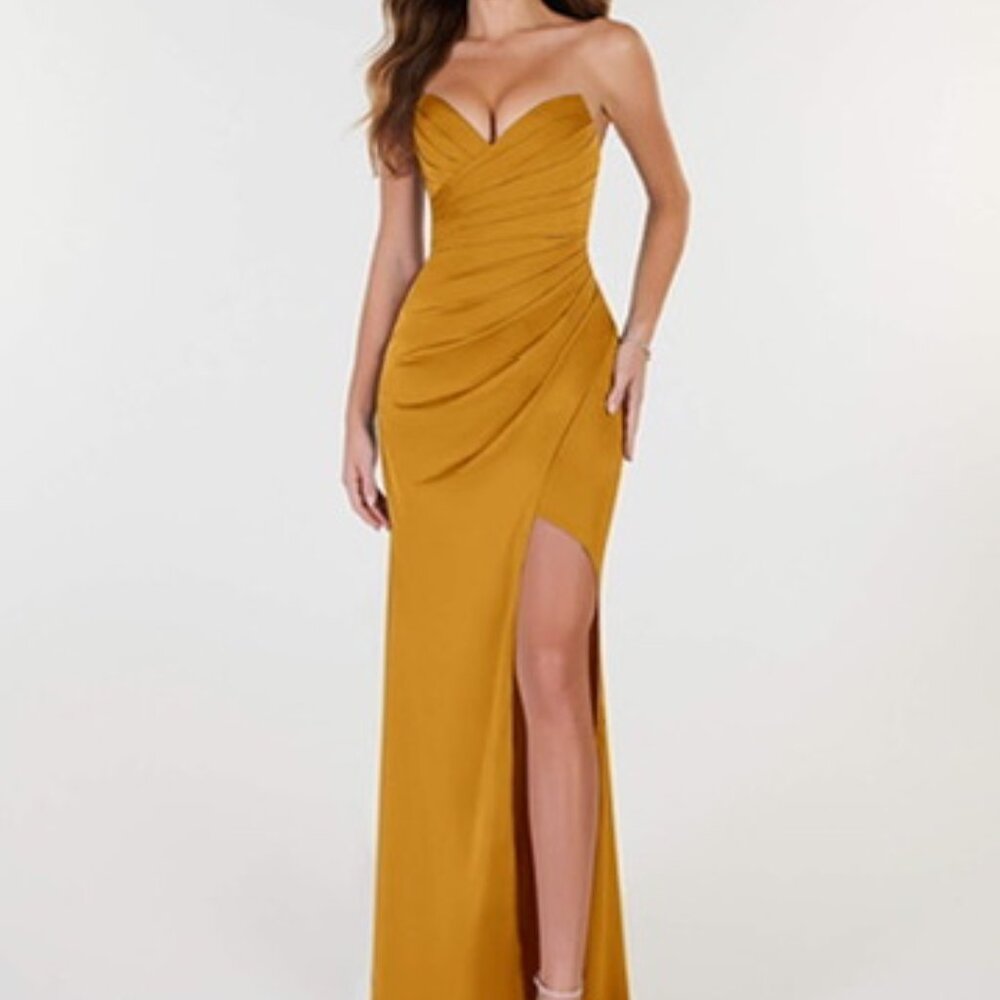 Azazie Butterscotch Yellow Bridesmaid Dress-Never Worn